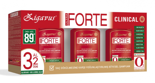 Zigavus Zigavus Forte Ultra Clinical 3 x 300 ml Kuru ve Normal Saçlar İçin Şampuan