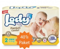 Lody Baby Lody Baby - 2 Numara (Mini) Bebek Bezi - 40'lı Paket (3-6 Kg arası bebekler için)