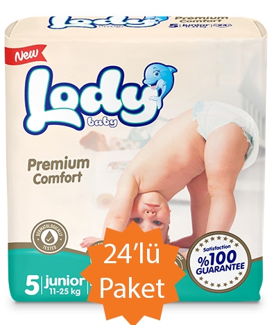 Lody Baby Lody Baby - 5 Numara (Junior) Bebek Bezi - 24'lü Paket (11-25 Kg arası bebekler için)